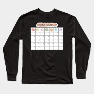 September 2024 Calendar Long Sleeve T-Shirt